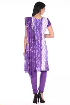 Purple Cotton Unstitched Bandhej Dress Material