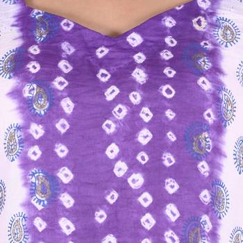 Purple Cotton Unstitched Bandhej Dress Material 4