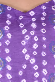 Purple Cotton Unstitched Bandhej Dress Material