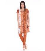 Brown Cotton Unstitched Bandhej Dress Material