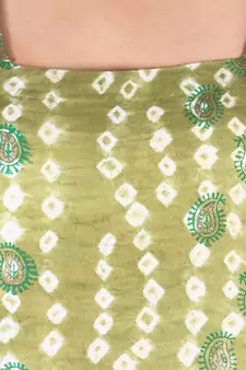 Mehendi Green Cotton Unstitched Bandhej Dress Material