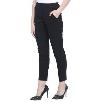 Black Cotton Solid Casual Wear Trouser/Pant 3