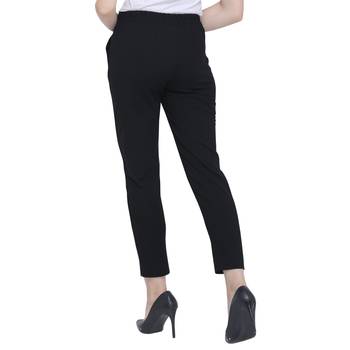 Black Cotton Solid Casual Wear Trouser/Pant 4