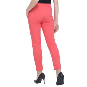 Peach Cotton Solid Casual Wear Trouser/Pant 4