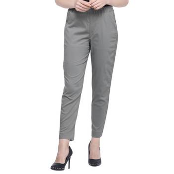 Grey Cotton Solid Casual Wear Trouser/Pant 2