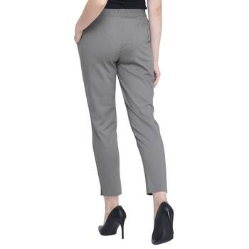 Grey Cotton Solid Casual Wear Trouser/Pant 4