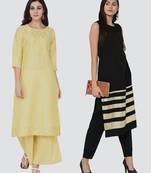 Combo Of Two Foil Print and Solid Kurtis