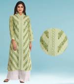 Ada Hand Embroidered Green Cotton Lucknow Chikankari Kurti