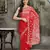Hand Crafted Crimson Red Faux Georgette Lucknowi Chikankari Indian Women Saree With Blouse