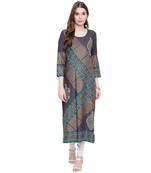 Grey printed rayon kurtas-and-kurtis