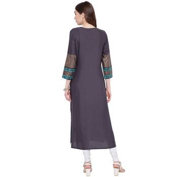 Grey printed rayon kurtas-and-kurtis 2