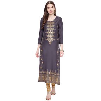 Grey printed rayon kurtas-and-kurtis 1