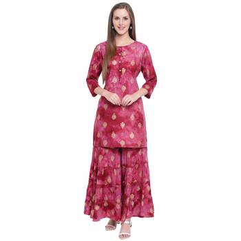 Maroon printed rayon kurtas-and-kurtis 1