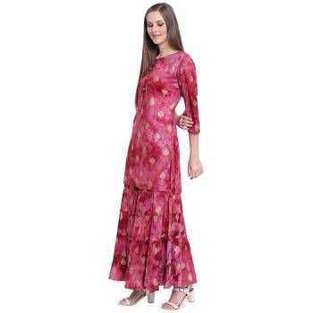 Maroon printed rayon kurtas-and-kurtis 3