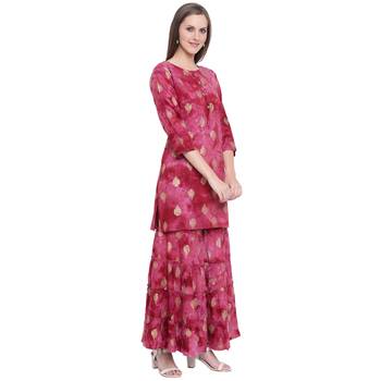 Maroon printed rayon kurtas-and-kurtis 4