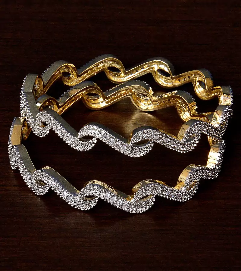 CZ Stone Embellished American Diamond Designer Bangles BD339