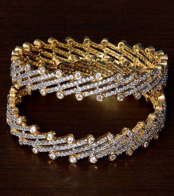 CZ Stone Embellished American Diamond Designer Bangles BD340 1
