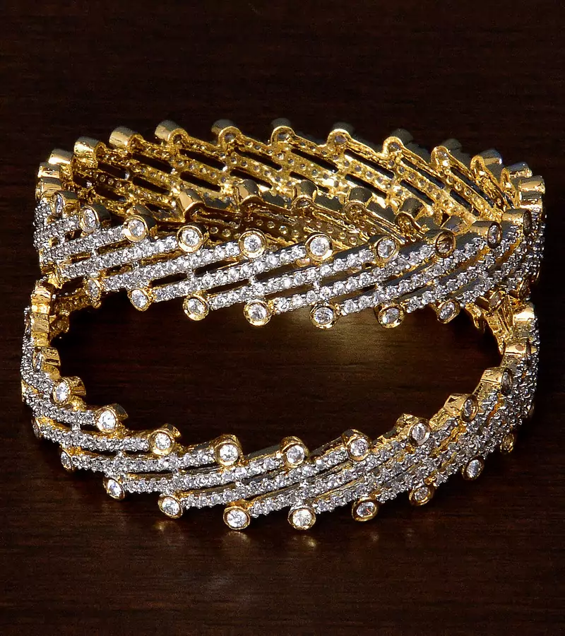CZ Stone Embellished American Diamond Designer Bangles BD340