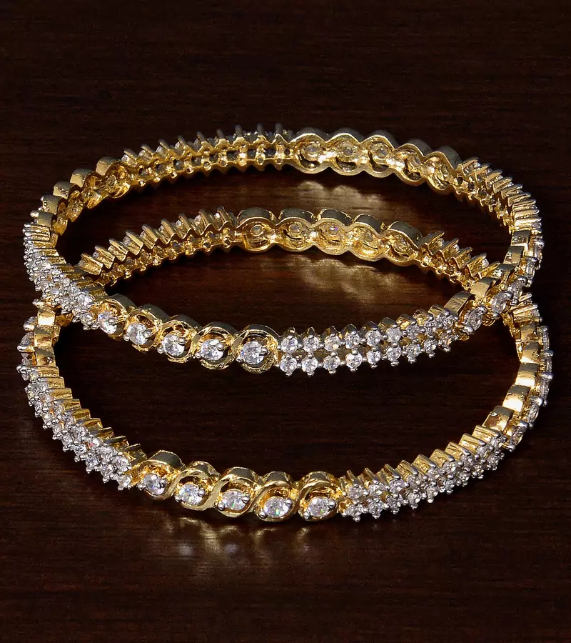 CZ Stone Embellished American Diamond Designer Bangles BD343