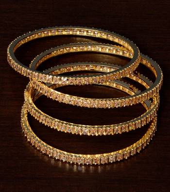 Champagne Stone Embellished Pair of Designer Bangles BD344 1