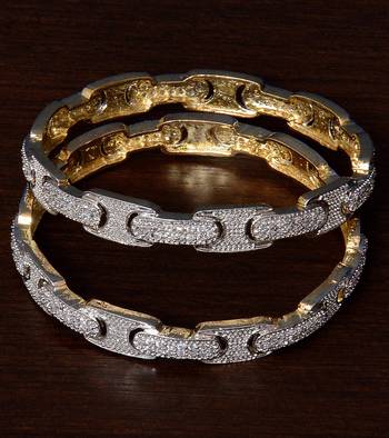 CZ Stone Embellished American Diamond Designer Bangles BD348 1