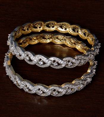 CZ Stone Embellished American Diamond Designer Bangles BD349 1