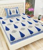 Cotton TC120 Hand Block Printed Ethnic Motif Single Bedsheet with One Pillow Cover