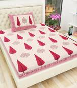 Cotton TC120 Hand Block Printed Ethnic Motif Single Bedsheet with One Pillow Cover