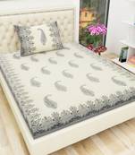 Cotton TC120 Hand Block Printed Ethnic Motif Single Bedsheet with One Pillow Cover