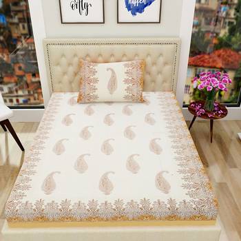 Cotton TC120 Hand Block Printed Ethnic Motif Single Bedsheet with One Pillow Cover 2