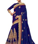 Trendmalls Blue embroidered art silk Traditional Wedding Party Wear Bridal Saree With Blouse  