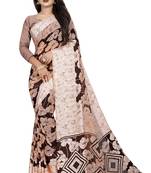Coffee woven satin saree with blouse