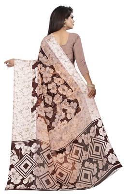 Coffee woven satin saree with blouse 3