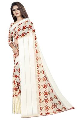 Red woven satin saree with blouse 2