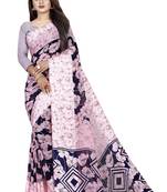 Pink woven satin saree with blouse