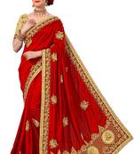 Red Embroidered Fashion art Silk Saree with blouse