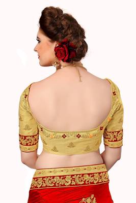 Red Embroidered Fashion art Silk Saree with blouse 4
