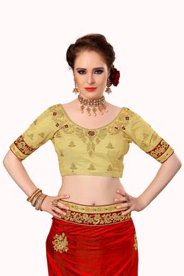 Red Embroidered Fashion art Silk Saree with blouse 5