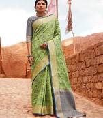 light green woven silk blend saree with blouse