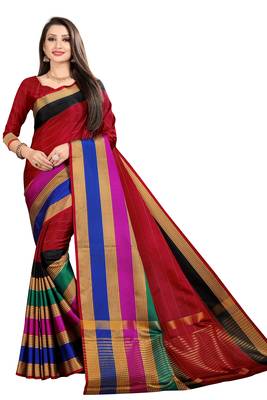 multicolor woven banarasi saree with blouse 2