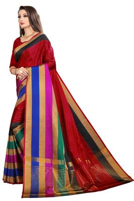 multicolor woven banarasi saree with blouse 3