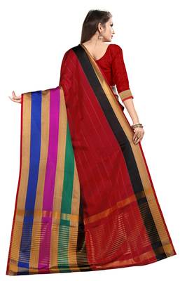 multicolor woven banarasi saree with blouse 4