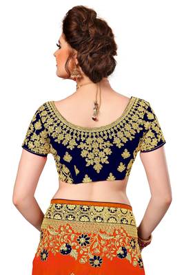 Orange Embroidered art silk Sarees with blouse 5
