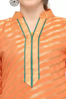ORANGE EMBROIDERED BANARASI COTTON UNSTITCHED SALWAR SUIT WITH DUPATTA