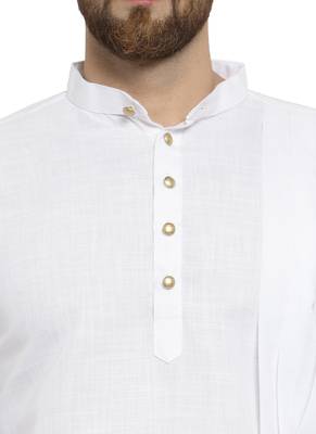 White Plain  Linen Kurta Pajama 2