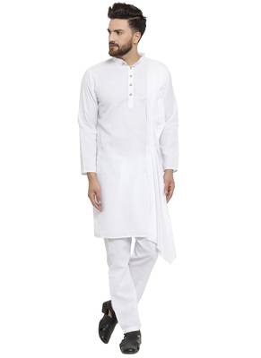 White Plain  Linen Kurta Pajama 5