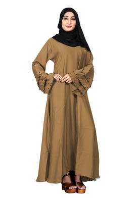 Justkartit Black Beads Work Daily Wear Nida Abaya Burkha With Chiffon Hijab Dupatta 1