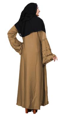 Justkartit Black Beads Work Daily Wear Nida Abaya Burkha With Chiffon Hijab Dupatta 3