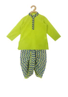 Green printed cotton boys-dhoti-kurta 1