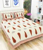 Jaipuri Hand Print 100% Cotton King Size Bedsheet with 2 Pillow Covers